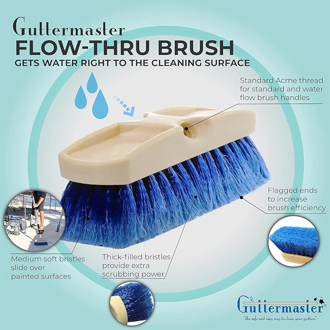 Guttermaster GM-215-8 Blue 8 Inch Oblong Medium Soft Flow Through Brush with Flagged Ends for RV's and Larger Vehicles