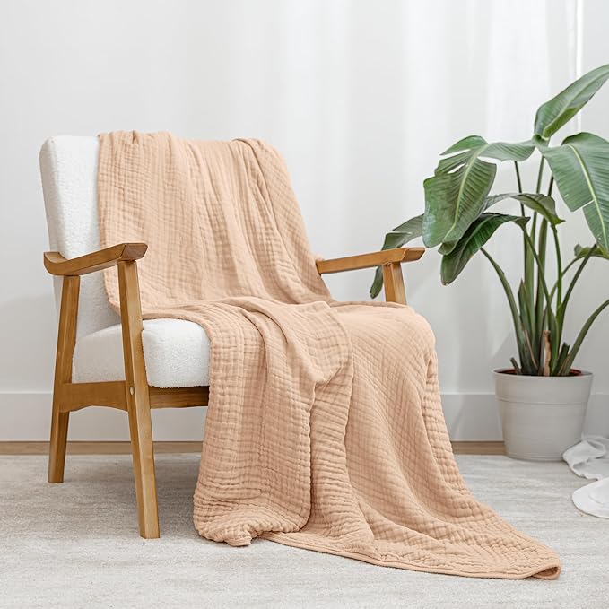 Comfy Cubs Muslin Blanket for Adults Twin 90" x 66" - 6 Layer Soft, Breathable & Lightweight Muslin Adult Blanket - Machine Washable & Designed in The US Bedding for All Seasons - Cream