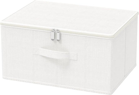 Storage Bins with Zipper, Cube Organizer Basket with Lid, Collapsible Stackable Closet Boxes, for Home and Bedroom, 1 Pack, White, 11.8 x 7.9 x 6.3 In, XSNY16WS-1