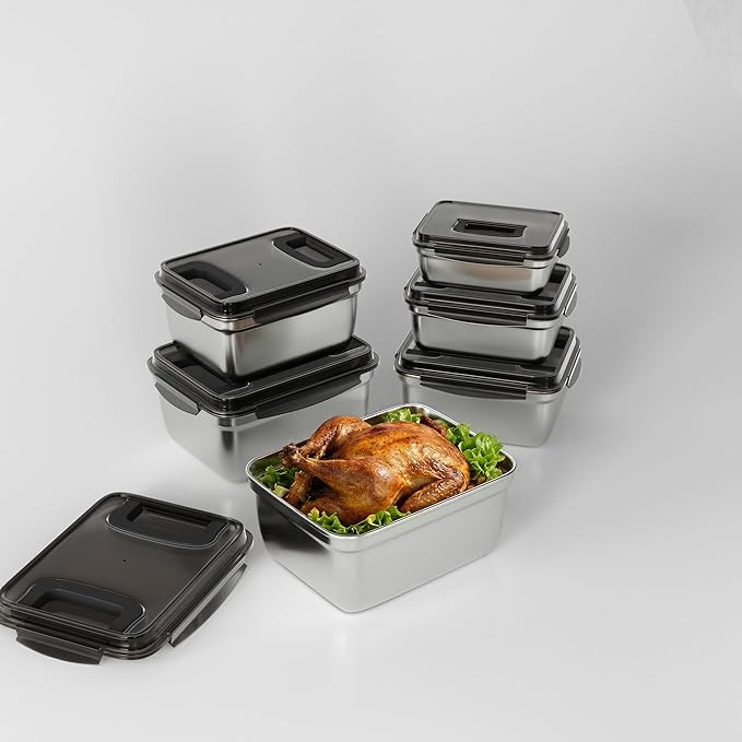 food prep stainless steel containers, turkey container, freezer safe, oven safe, suitable for open flame and induction stove, ideal for pickling kimchi （15000ML/529OZ）
