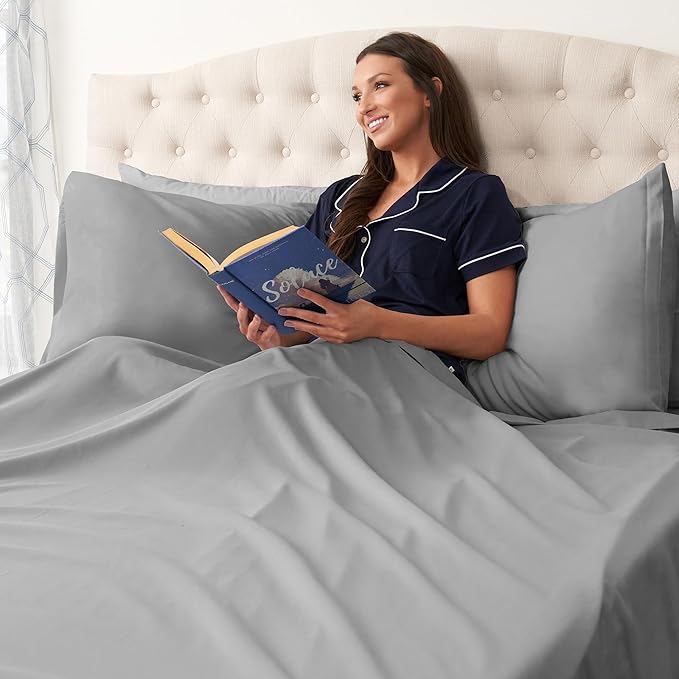 Northwest Ashford Home Essentials Bedding, 4 Piece California King Size Sheet Set, Glacier Gray