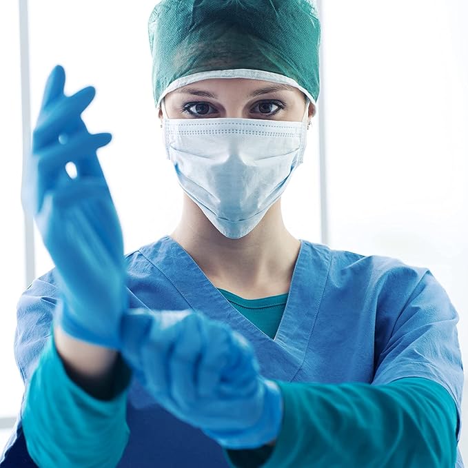 Style Setter Powder-Free Nitrile Disposable Exam Gloves, Industrial Medical Examination,Latex Free Rubber,Non-Sterile,Food Safe,Textured Fingertips,Ultra-Strong,Pack of 10(1000 PCS),Blue - Size Large