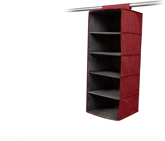 Covermates Keepsakes Hanging Closet Organizer - Heavy Duty Material, Sturdy Interior Shelves - Closet Storage, Red Heather