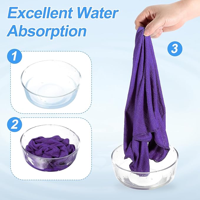 HARFINGTON 4 Pack Microfiber Cleaning Cloth, 20" x 10" Multi-Functional Cleaning Towels Reusable Absorbent Rags for Car Wash Kitchen Household Window Clean, Purple