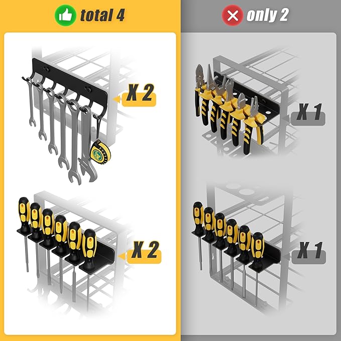 Power Tool Organizer Wall Mount, 3-Tier Tool Storage Rack with 8 Drill Holders, 300LBS Load Heavy Duty Cordless Tool Shelf for Garage Organization, Gift for Men