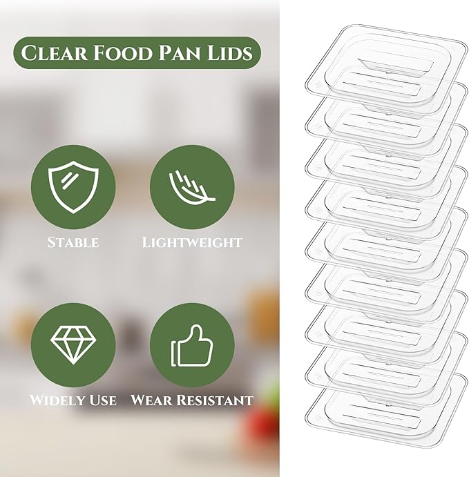 Hoolerry 24 Pcs Food Pan Lid with Handle Polycarbonate 1/6 Size Hotel Pan Cover Clear Lid for Restaurant Commercial Food Container and Storage
