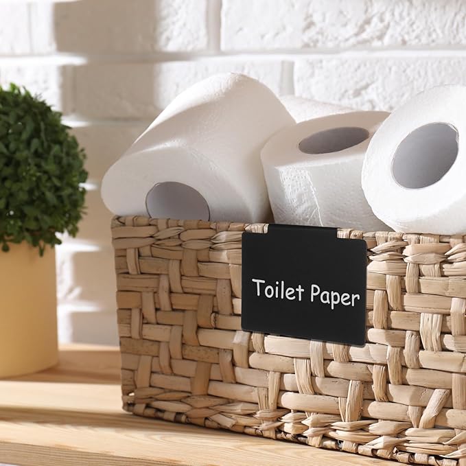 130 Pieces Basket Labels Clip Set for Storage Bins 24 Kitchen Basket Label Removable Clips, 104 Pantry Stickers and 2 Chalk Mark for Organizing Containers Drawers Baskets
