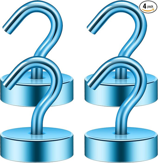 Neosmuk Magnetic Hooks, Cruise Ship Essentials, 4lb+ Heavy Duty Magnetic Hooks for Cruise Cabins, Refrigerator, Grill, Hanging, and Travel | Extra Strong Must-Haves Magnet Hook,RoyalBlue, Pack of 4
