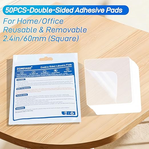 50PCS Premium Double Sided Mounting Squares Clear Tape,Heavy Duty Adhesive Pads for Pictures,Poster Hanging Strips - Strong Sticky Tack,Waterproof Adhesive for Shower,Wall Patch,Sticky Pads