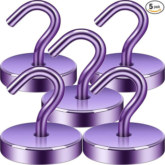 Neosmuk Magnetic Hooks, Cruise Ship Essentials, 130lb+ Heavy Duty Magnetic Hooks for Cruise Cabins, Refrigerator, Grill, Hanging, and Travel | Extra Strong Must-Haves Magnet Hook,Purple