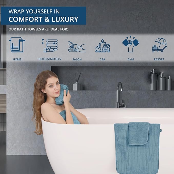 Extra Large Bath Sheet Set of 4,Ultra Soft Fluffy Towel,35”x 70”Oversized Bath Towel Set,Premium Microfiber Bathroom Towel Set Highly Absorbent Quick Dry Shower Towel for Bathroom,Hotel,Spa(Turquoise)