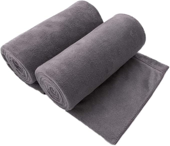 Extra Large Bath Towels, Microfiber Bath Sheet Towels for Body, 2 Pack 35" x 70", Oversized, Soft, Super Absorbent, Fast Drying, Perfect forSauna, Shower, Sport, Fitness, Yoga, Grey