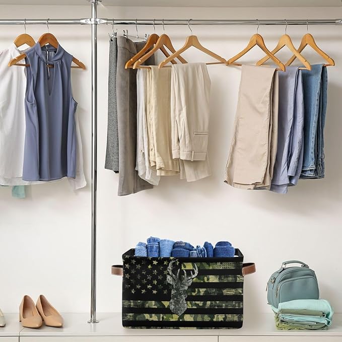 Camo Hunting Rectangular Storage Basket Organizer Bin Shelf Baskets For Clothes Gifts For Home Office Dorm