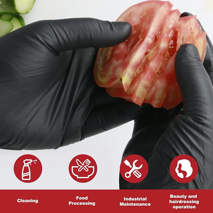 Disposable Gloves Extra Large, Nitrile and Vinyl Blend Latex Free Gloves, 4 Mil,1000 Pc. Food Grade Glove for Cleaning, Food Prep, Hair Dye, Tattoo, Black