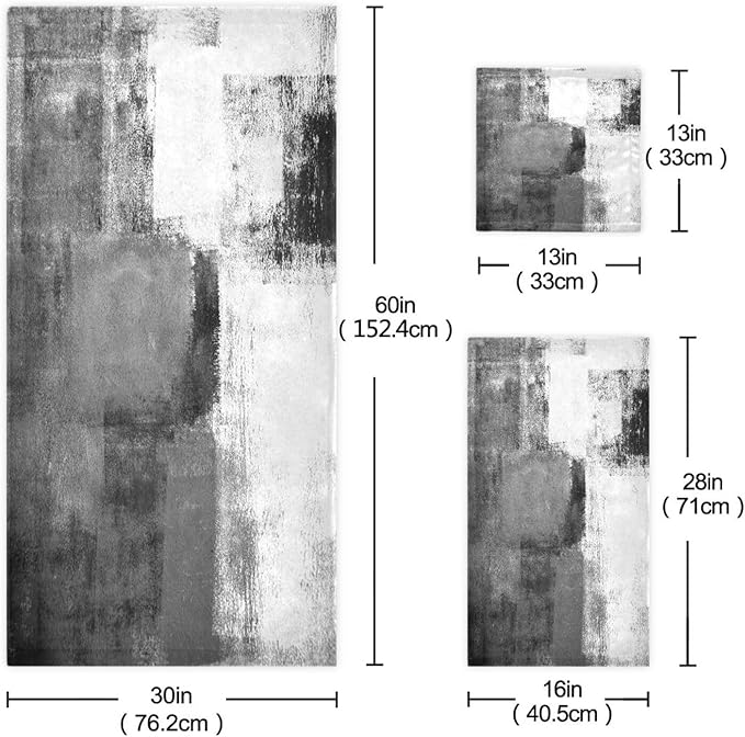 Black and White Bath Towels Set,3 Piece Modern Abstract Black Grey Towels Set(1 Bath Towel 1 Hand Towel 1 Washcloth),Soft Absorbent Decorative Bathroom Towels for Bath,Fingertip,Hair,Face