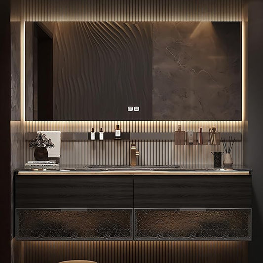 40in Luxury Bathroom Vanities - Bathroom Vanity with Sink, Wall-Mounted Storage with 2 Large Side Cabinets Intelligent Defogging & Led Lights | Multi-Layer Solid Wood
