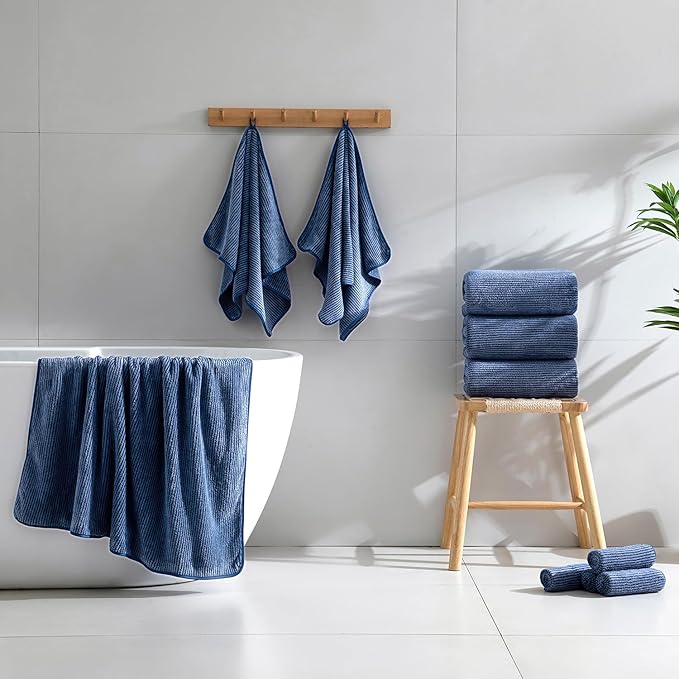 Jessy Home 2 Pack Navy Hand Towel Set 16x31,Ultra Soft Microfiber Towel for Bathroom Highly Absorbent & Quick Dry Hand Face Towel,Multi-Purpose Luxury Premium Towel for Kitchen,Hotel,Shower,Spa,Gym