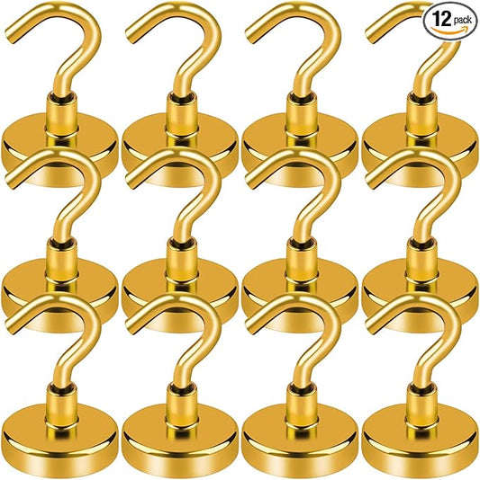 LOVIMAG Cruise Ship Essentials, 85Lb Magnetic Hooks for Cruise Cabins, Strong Magnetic Hooks for Hanging, Refrigerator, Celling, Grill, Fridge, Kitchen-12Pack