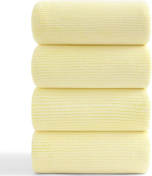 4 Piece Bath Towel Set 35"x70"Oversized Bath Towel for Bathroom Ultra Soft Fluffy Extra Large Bath Sheet Luxury Premium Bathroom Towel Highly Absorbent Quick Dry Shower Towel for Hotel Spa,Yellow