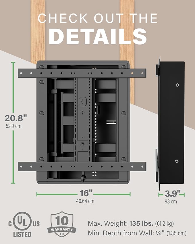 SANUS Recessed TV Wall Mount for 42"-85" Screens - Premium Full Motion TV Mount Tilts, Swivels & Extends for Optimal Views - Easy Install & Low Profile Design - VIWLF128-B2