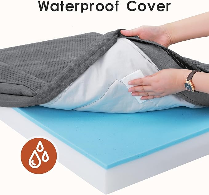 Orthopedic Dog Bed Medium Size Dog, 35x23x6 Inches Memory Foam Pet Bed for Medium and Large Dogs, Washable Removable Cover, Nonskid Bottom, Waterproof, Dark Grey