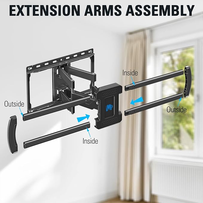 Mounting Dream TV Wall Mount for 42-75 Inch TVs, Full Motion Articulating Bracket with Swivel and Tilt, Max VESA 600x400mm, Up to 100lbs, Fits 16" Wood Studs MD2619