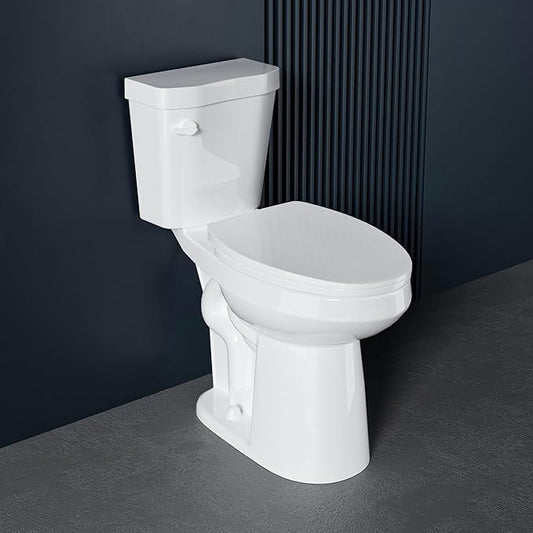Elongated Extra Tall Toilet 21 Inch for Seniors 1.28 GPF Tornado Single Flush - Two Piece Comfort High Toilet for Bathroom, 20.5 Inch Bowl Height 21.25 Inch Seat Height, 12" Rough In, White