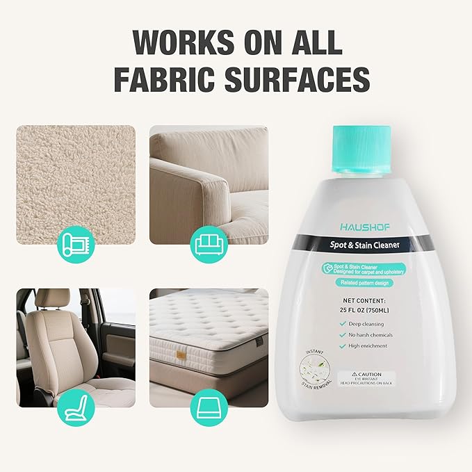 HAUSHOF Spot & Stain Cleaner for Portable Carpet Spot and Upholstery Cleaner, 2-Pack, 25 Fl Oz