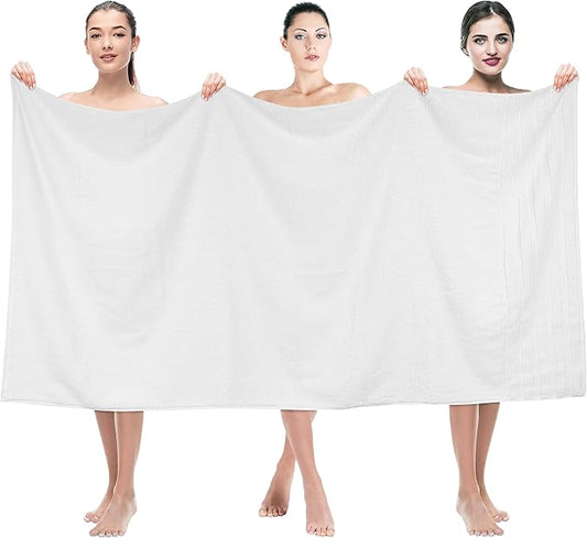 American Soft Linen 35x70 Jumbo Large Bath Towel, 600 GSM 100% Cotton Turkish Bath Sheet, Oversized Luxury Bath Towel for Bathroom Beach and Pool, White