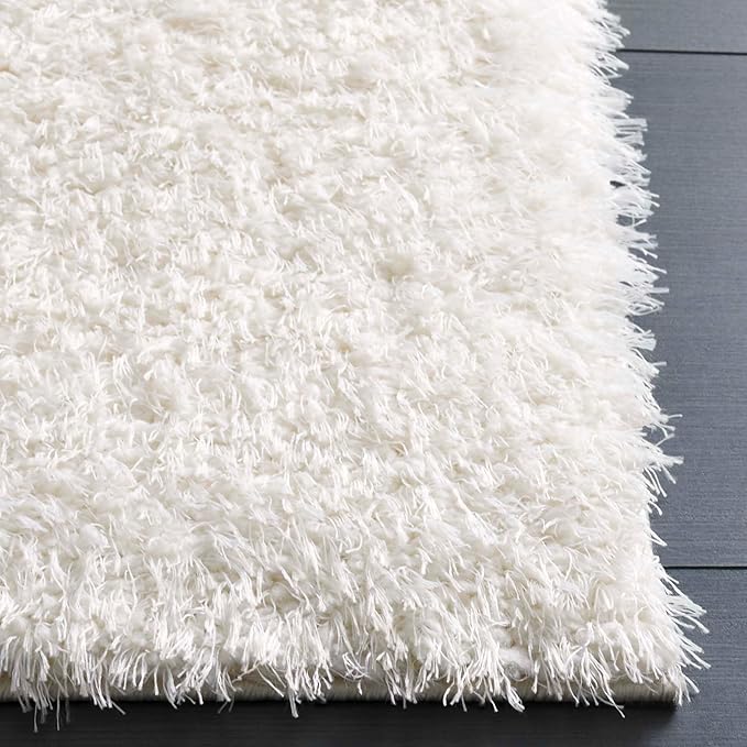SAFAVIEH Lindsay Shag Collection Area Rug - 4' x 6', Ivory, Solid Design, Plush 1.8-inch Thick, Ideal for High Traffic Areas in Living Room, Bedroom, Dining Room (LNS560A-4)