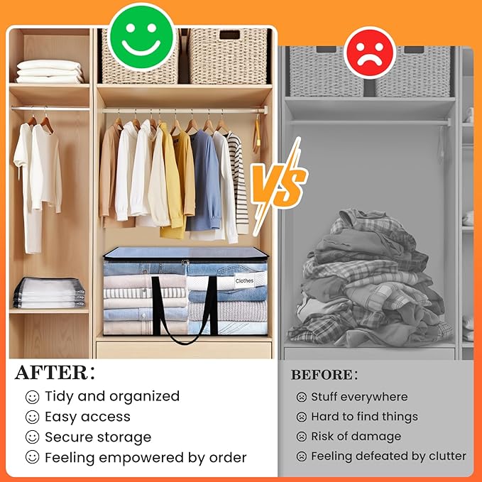 Extra Large Heavy Duty Moving Bags, Storage Bags with Strong Zippers & Handles, Packing Bags for Moving Essentials, Ideal Storage Tote for Home, Dorm & Storage Solutions, 76L, 6 Packs, Clear
