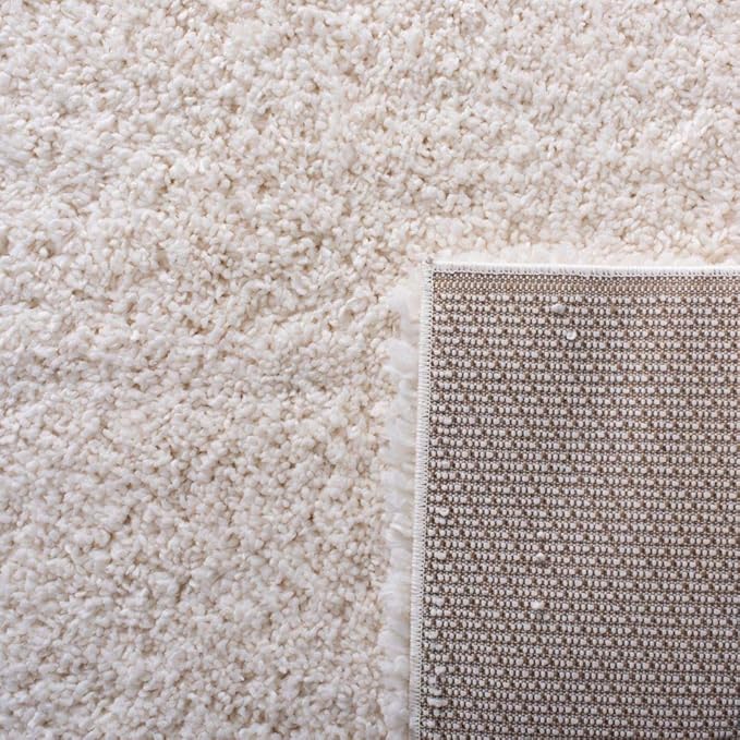 SAFAVIEH Fontana Shag Collection Runner Rug - 2'3" x 12', Ivory, Solid Design, Non-Shedding & Easy Care, 2-inch Thick Ideal for High Traffic Areas in Living Room, Bedroom (FNT800A)