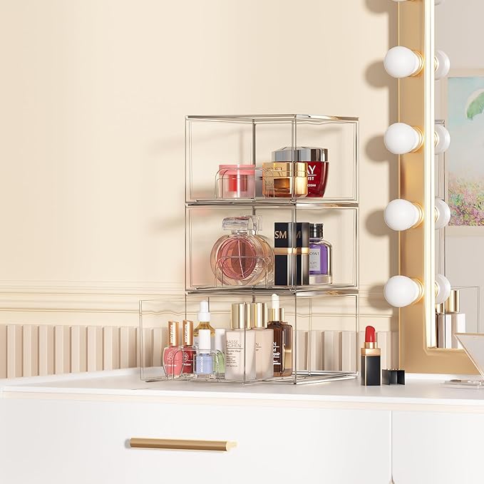 Vtopmart 4 Pack Stackable Makeup Organizer Storage Drawers Set