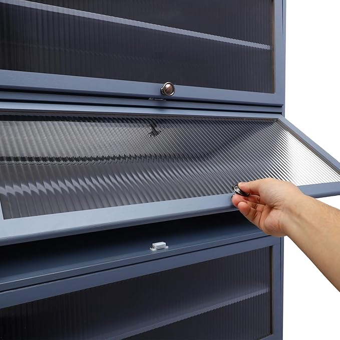 10 Tiers Shoe Rack, Bamboo Shoe Cabinet with Flip Doors Freestanding Shoe Shelf Storage Organizer for Closet, 40-45 Pairs Large Capacity Shoe Storage Cabinet for Closet, Hallway (Grayish Blue)