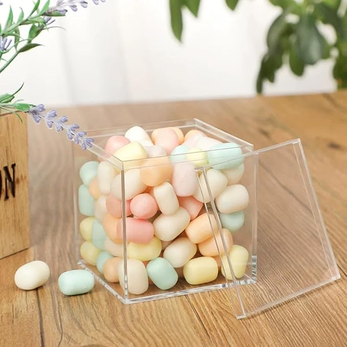 Acrylic Box Small Clear Boxes with Lids Plastic Square Cube Home & Office Storage Containers Wedding Party Favor Gift Wrap Boxes