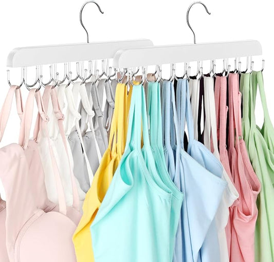 Bra Hanger for Closet, Tank Top Hanger 20 Hooks Capacity Foldable Wood Space Saving Hangers Closet Organizers and Storage for Dorm & Apartment for Tank Top, Bra, Scarf