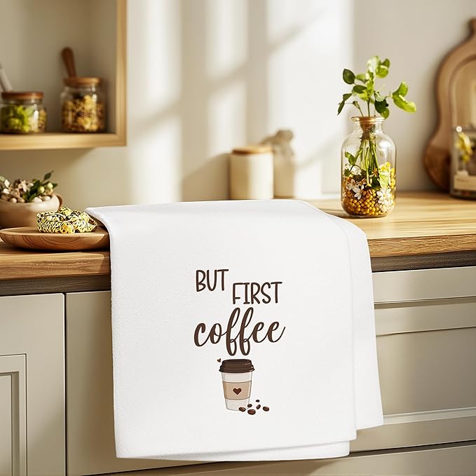 Coffee Towels Gifts for Women, Funny Coffee Bar Towels Gifts for Kitchen Bathroom Decor (16x24 inches)