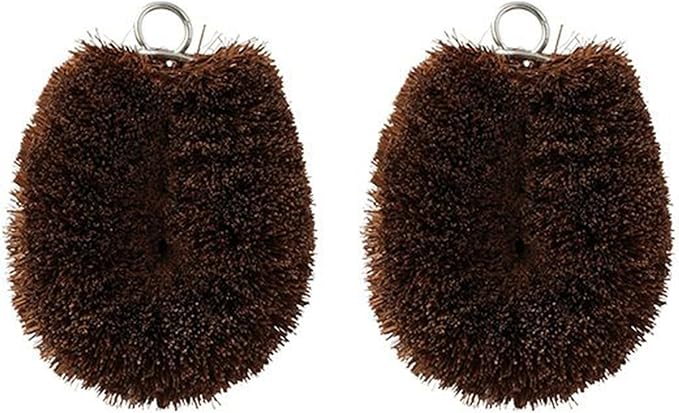 Kamenoko Tawashi Kiwame #1 - Set of 2 - Hemp Palm Brushes for Cleaning Kitchen and Bathroom - Small - Ideal for Washing Vegetables, Glasswares, and Pottery - Made in Japan