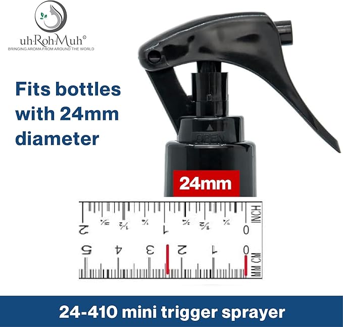 uh*Roh*Muh 24/410 Mini Trigger Sprayer (Pack of 100) Black - Smooth Skirt Design, Easy Fit, Adjustable Spray Nozzle - Perfect for DIY, Home, and Garden Use