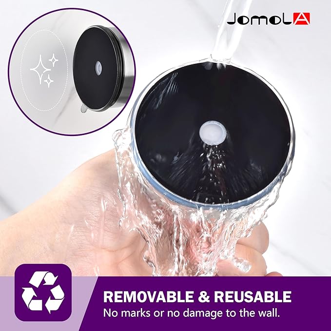 JOMOLA Suction Cup Hooks for Shower Wall Stainless Steel Vacuum Hook Heavy Duty Bathroom Suction Towel Holder Coat Hooks Wall Hanger for Door Glass Kitchen Brushed Silver 4Pcs
