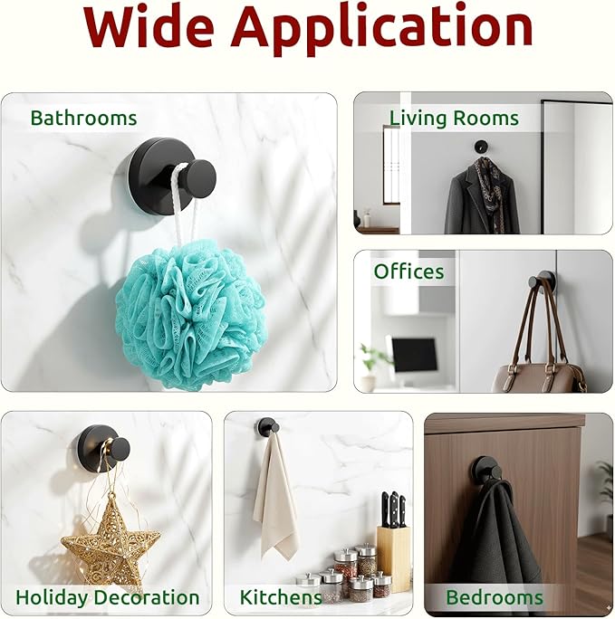 4 Packs Suction Cup Hooks for Shower, Heavy-Duty Wreath Hangers for Front Door, No Drill Glass Door Wreath Hanger Hook No Damage for Walls Bathroom Kitchen Window Mirror Tiles Towel Coat Robe Loofah