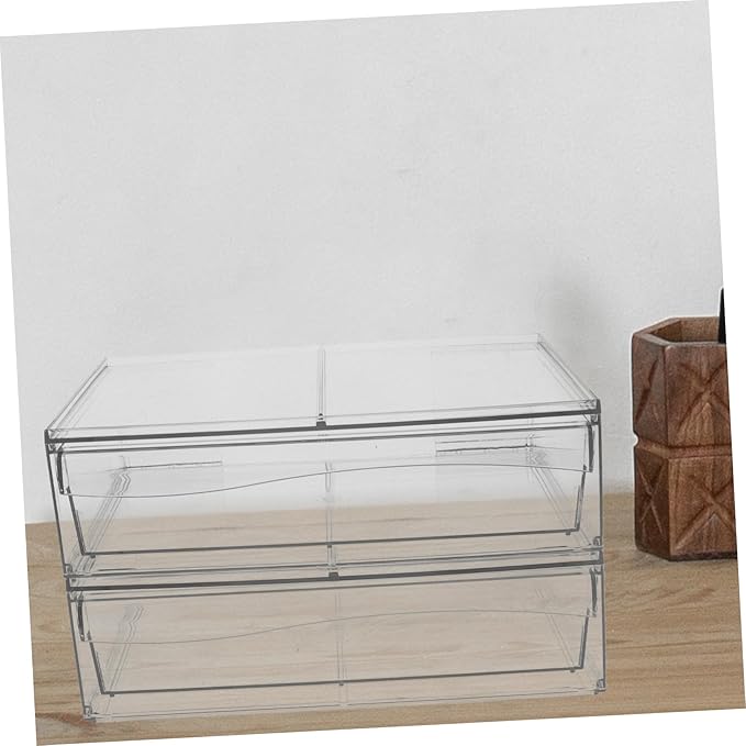 2pcs Acrylic Drawer-type Cosmetic Organizer Box for Makeup Storage Transparent Removable Stackable Design for Bathroom and Vanity for Neat and Orderly Space