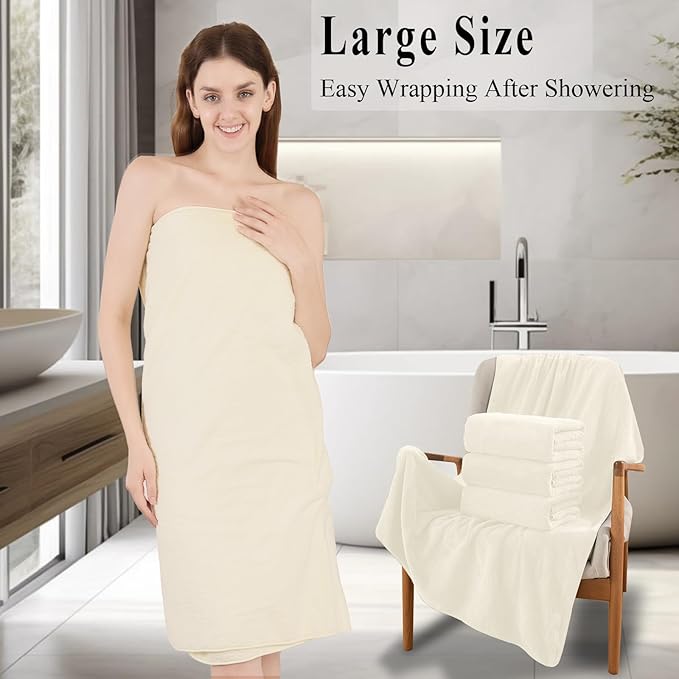 Bathroom Towels Set Of 4, 35x70 Inches Oversized Bath Towels Extra Large Microfiber Shower Towels Textured Ultra Soft Absorbent Quick Dry Towel Bath Sheets Towels For Adults Bathroom Hotel Spa Beige