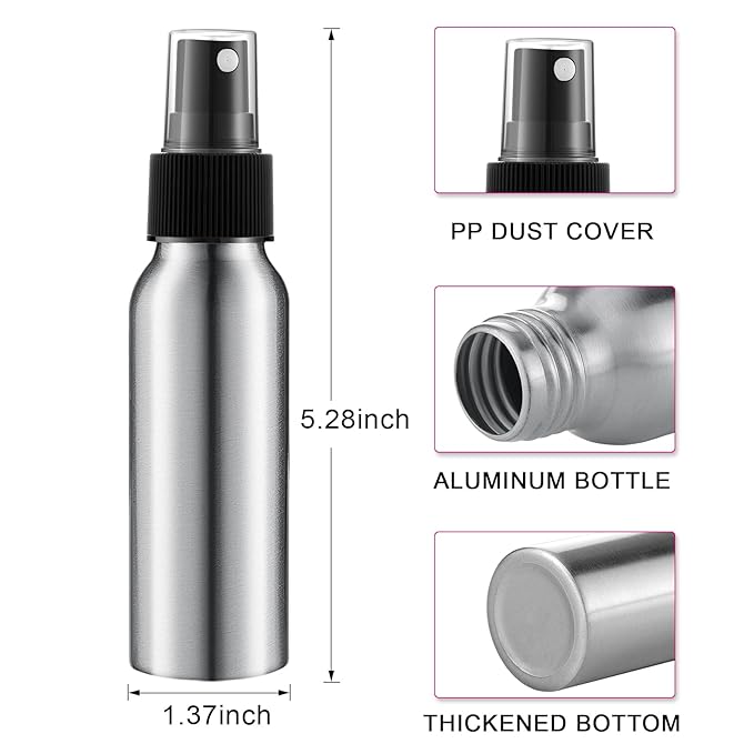 Tessco 2.7oz/ 80ml Aluminum Fine Mist Spray Bottles Reusable Metal Atomizer Bottles Fine Mist Sprayer Essential Oil Storage with Black Pump for Travel Cosmetic Perfume Toner Face Spray(30 Pcs)