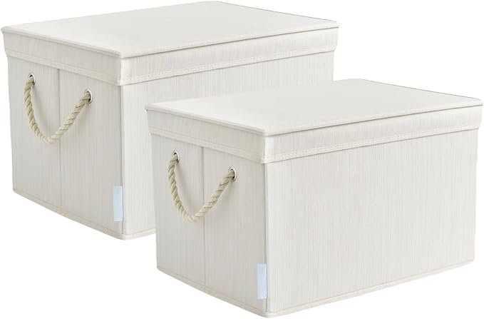 Sukkiri Pack of 2 Large Storage Bins Closet Organizer System, Sturdy Foldable Storage Boxes for Organizing Clothing, Sheets, Books - Shelf Organizer Shelves Basket Storage Bin 16.3"x 12"x 10.24"