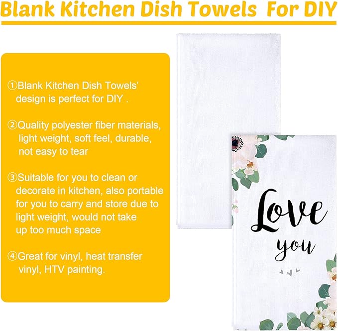 Sublimation Dishtowel Absorbent Multi Purpose Kitchen Dish Towels Blank DIY Dishcloth Bathroom Towel for Fall Christmas Kitchen Home Decor,16 x 24 Inch(3 Pieces)
