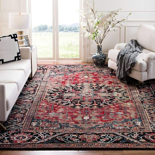 SAFAVIEH Vintage Hamadan Collection Area Rug - 11' Square, Red & Multi, Oriental Traditional Persian Design, Non-Shedding & Easy Care, Ideal for High Traffic Areas in Living Room, Bedroom (VTH215A)