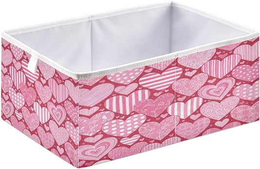 Bolaz Valentine's Day Different Hearts Closet Organizers Storage Cubes Storage Bins Shelf Baskets Containers for Home Room Office,Rectangle