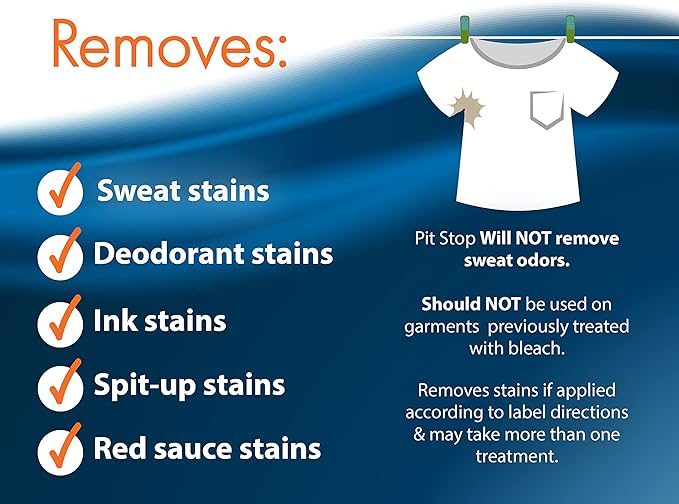 Pit Stop, Sweat Stain & Deodorant (Antiperspirant) Armpit Stain Remover, Multi-stain formulation, 16oz.
