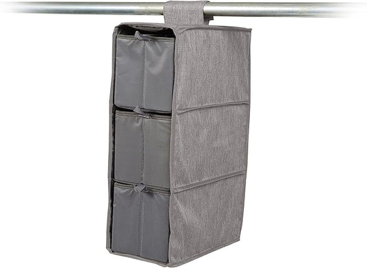 Covermates Keepsakes Hanging Shoe Organizer Set - Heavy Duty Material, Sturdy Interior Shelves, Includes Trays with Dividers - Closet Storage, Grey Heather